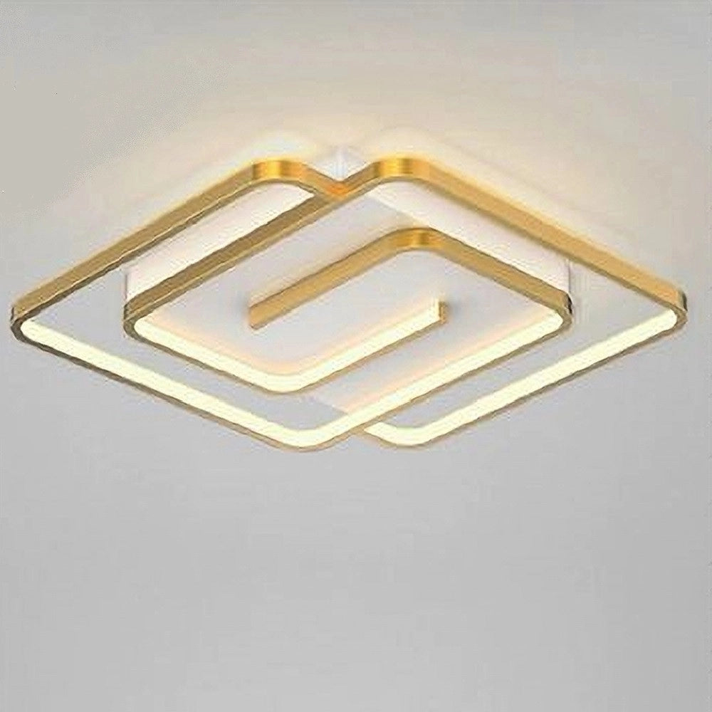Trade Shop - Plafoniera Led 48w Quadrata Spirale Vortice Oro Lampadario Soffitto Luce 4000k 70654 -