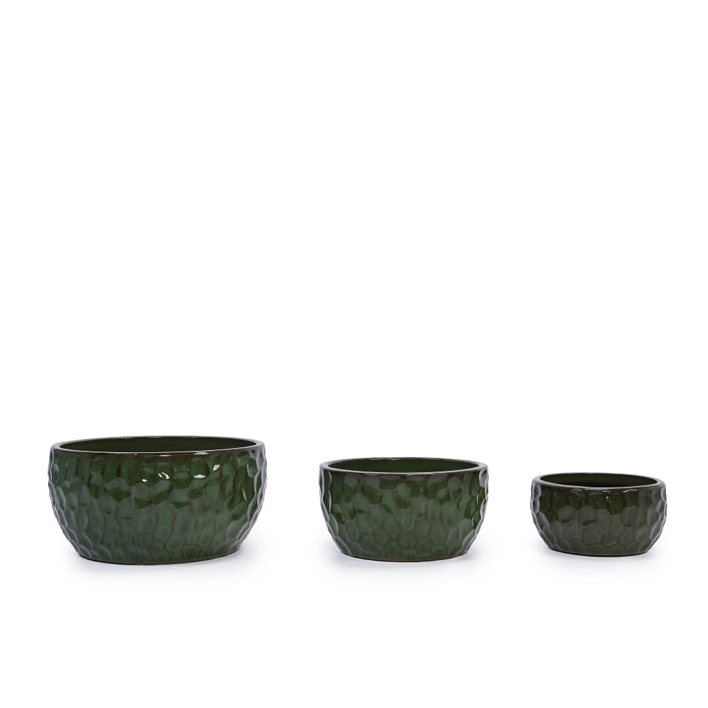 VASO DA FIORI IN CERAMICA VERDE CON FORO DI DRENAGGIO