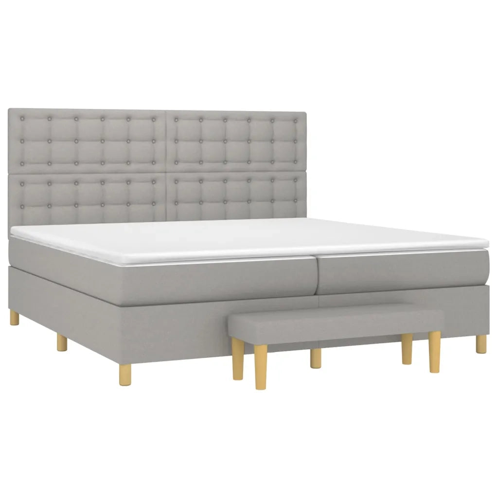 Giroletto a Molle con Materasso Grigio Chiaro 200x200cm Tessuto 3137501