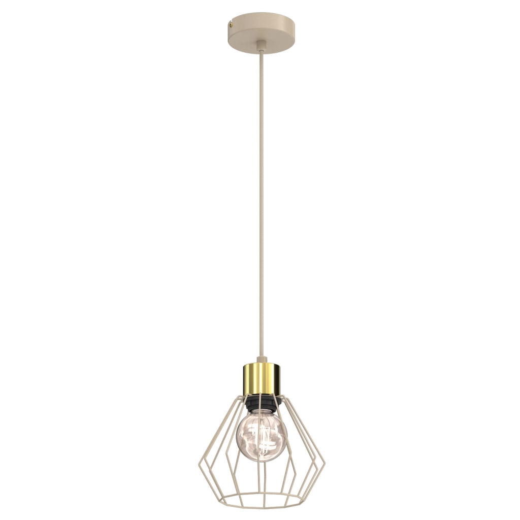 Lampada sospesa industriale Parkla 1xE27 beige oro