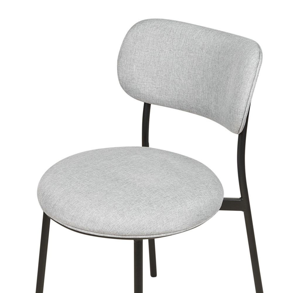 Set di 2 sedie da pranzo Grigio Sedute in poliestere Gambe in metallo senza braccioli per la sala da pranzo Cucina