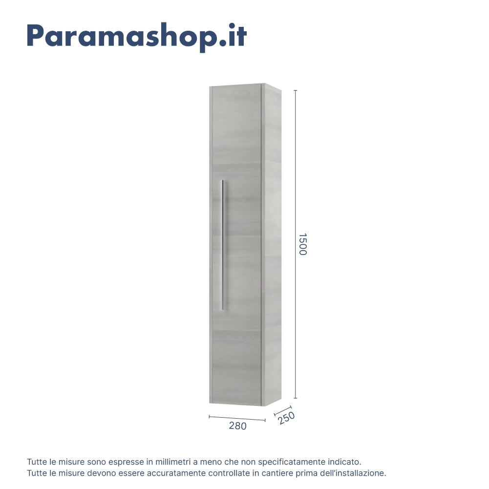 Colonna sospesa altezza 150cm rovere cenere reversibile | Aoki