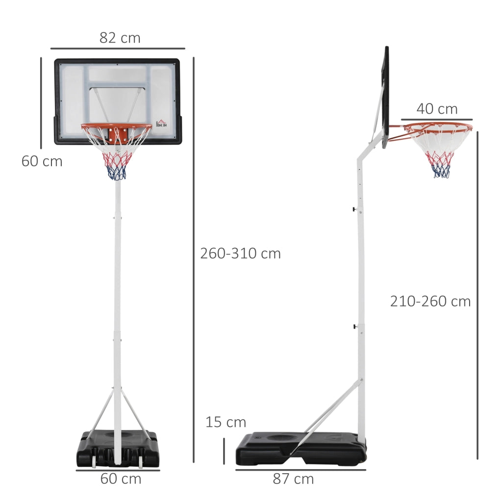 Canestro Basket Regolabile 210-260cm ¨C Xylo ¨C Tabellone PVC Ruote Integrate Bianco