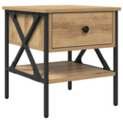 Comodino | Armadio da Notte | Mobiletto da notte con cassetto rovere artigianale 40 x 42 x 45 cm
