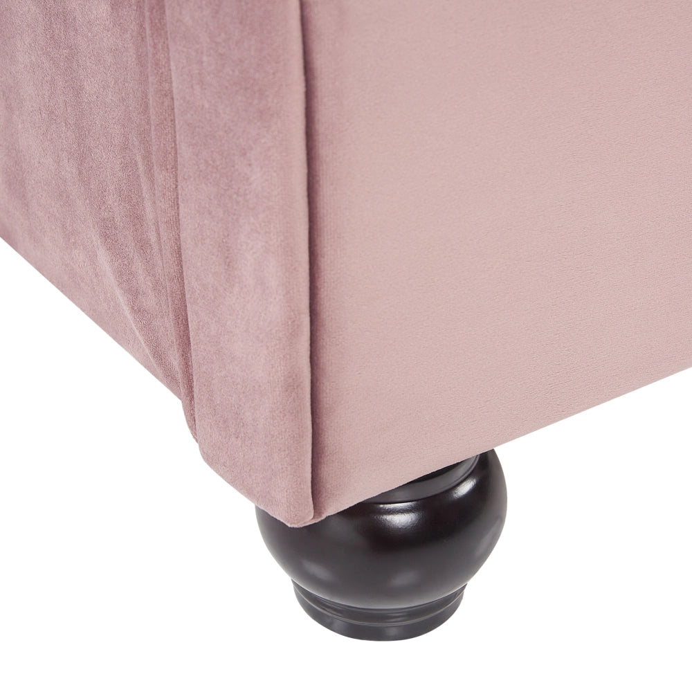 Letto rivestimento in velluto rosa Gambe in legno Nero 180 x 200 cm abbottonato Glam