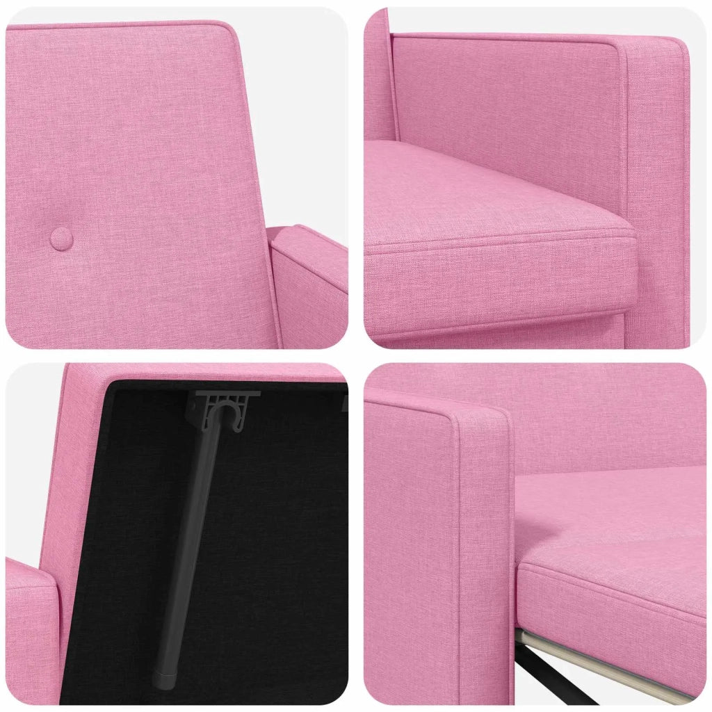Divano Letto Estraibile Rosa Tessuto