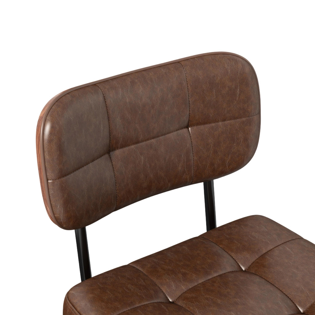 Sgabello da bar girevole - con schienale ergonomico - in PU e legno - marrone noce