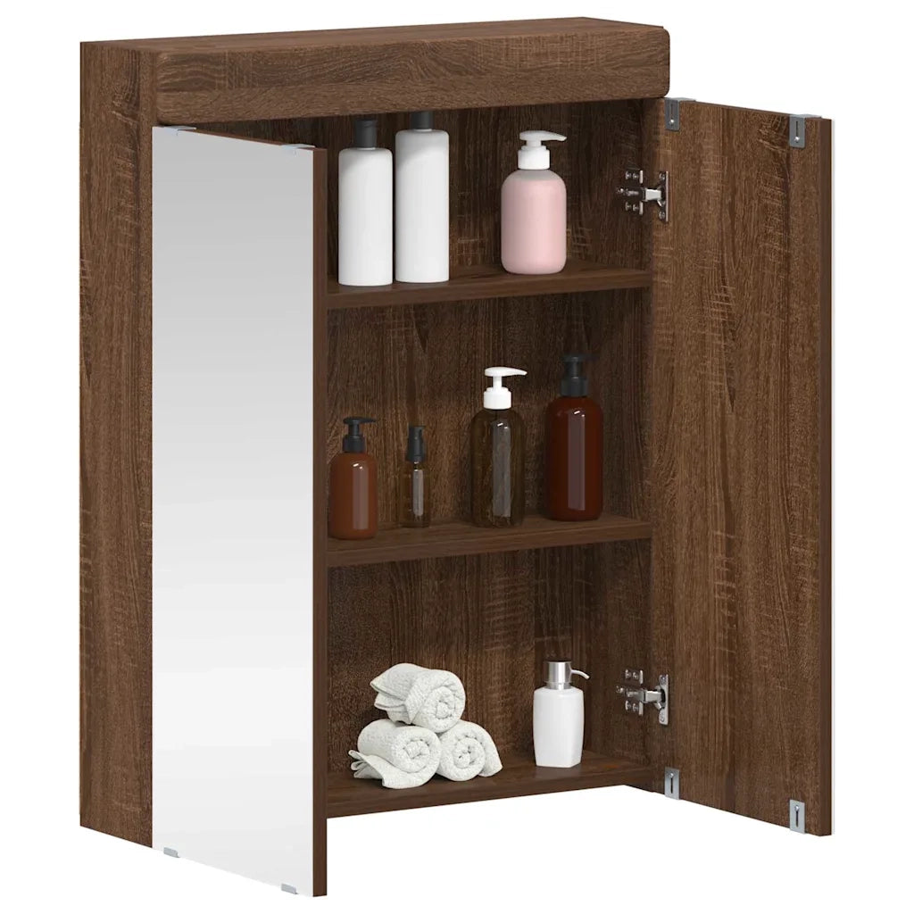 Mobiletto per specchio da bagno con porta TULUM Rovere Marrone
