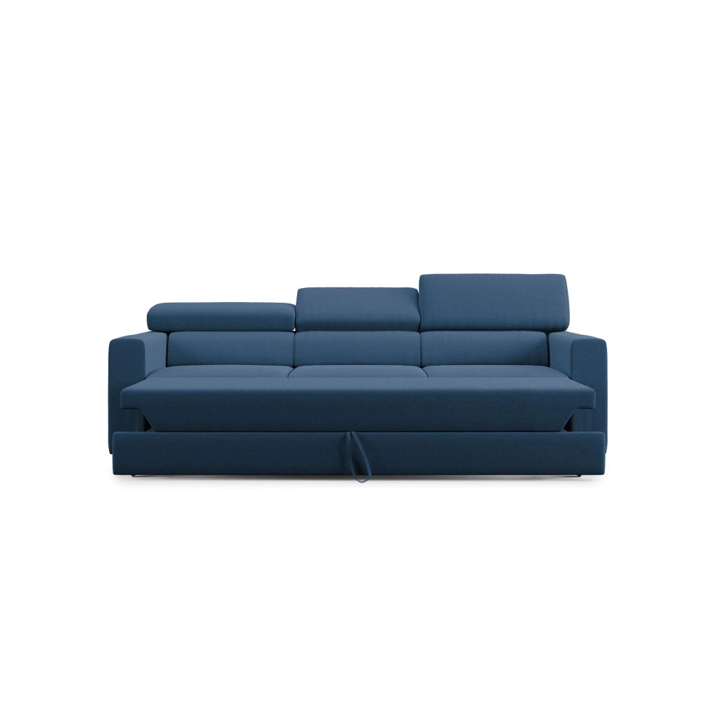 Dylan Divano a 3 sedute con estraibile a cassettone in tessuto simil cotone impermeabile T13 240 cm blu