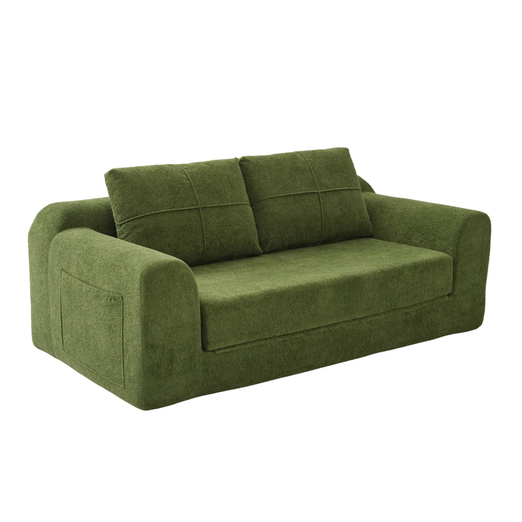 DIVANO LETTO 2 in 1 pieghevole da pavimento 179x95x79 cm tessuto verde