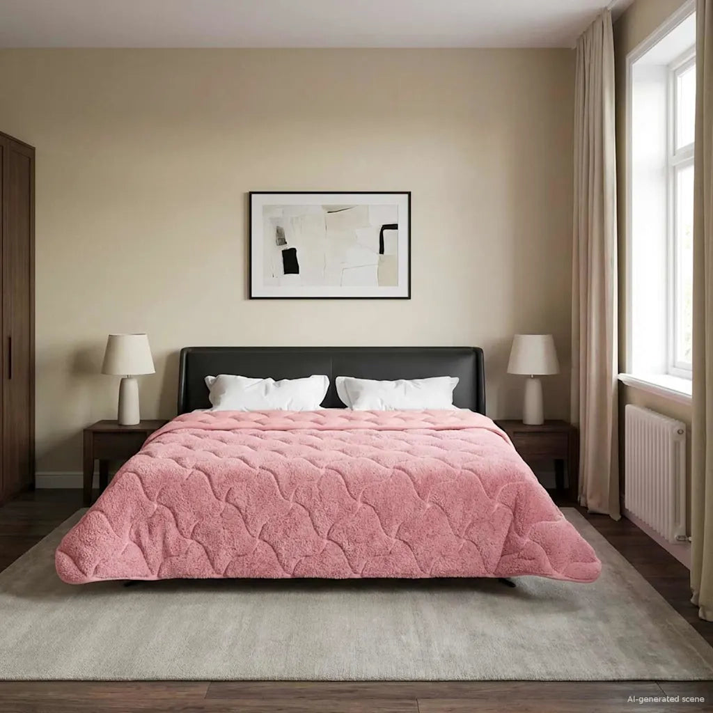 Piumone | Duvet Estivo Rosa 220 x 260 cm Microfibra e Fleece Teddy