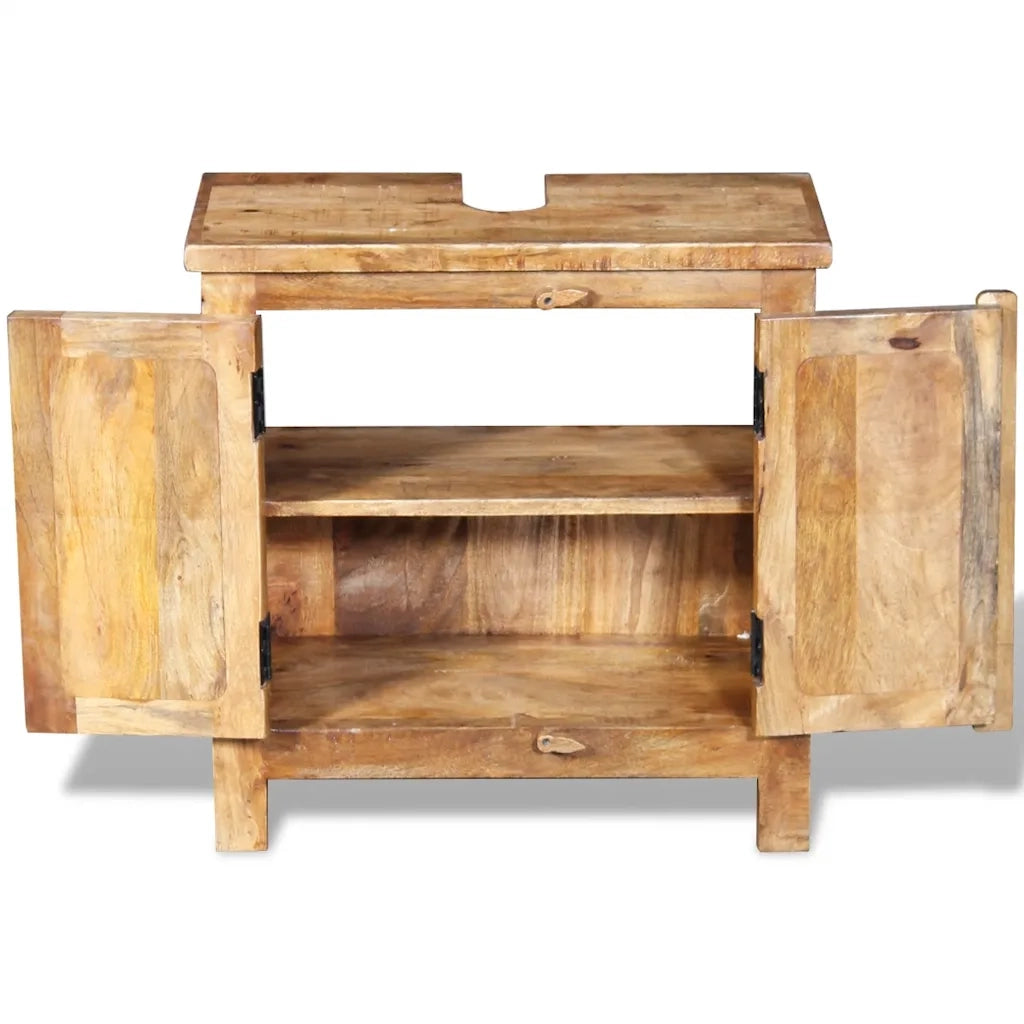 Armadietto da Bagno con Specchio in Legno Massello di Mango 243462