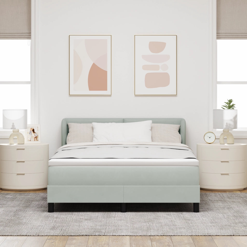 Letto con Box Spring e Materasso  Grigio Chiaro 140x190 cm Velluto