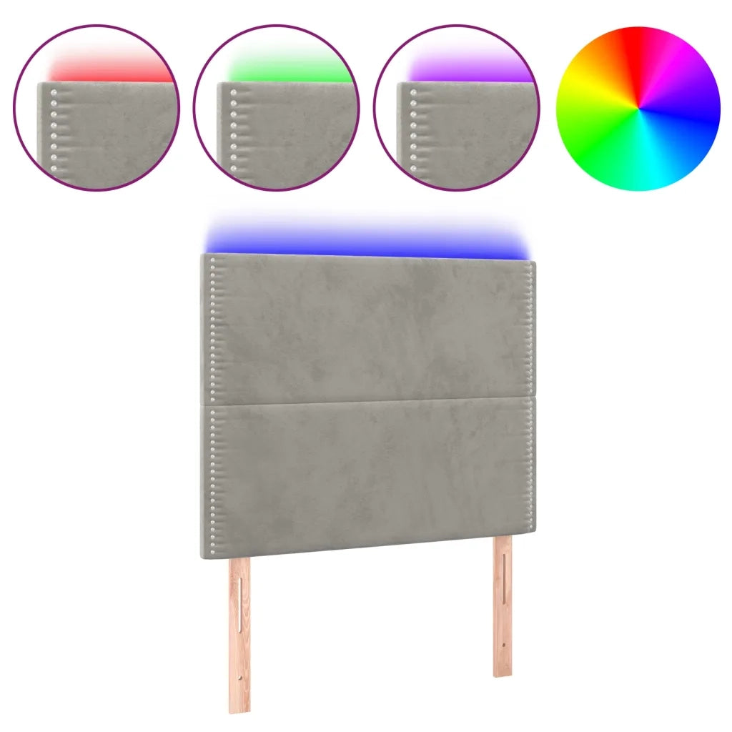 Testiera a LED-Testata con LED Grigio Chiaro 100x5x118/128 cm in Velluto 958940