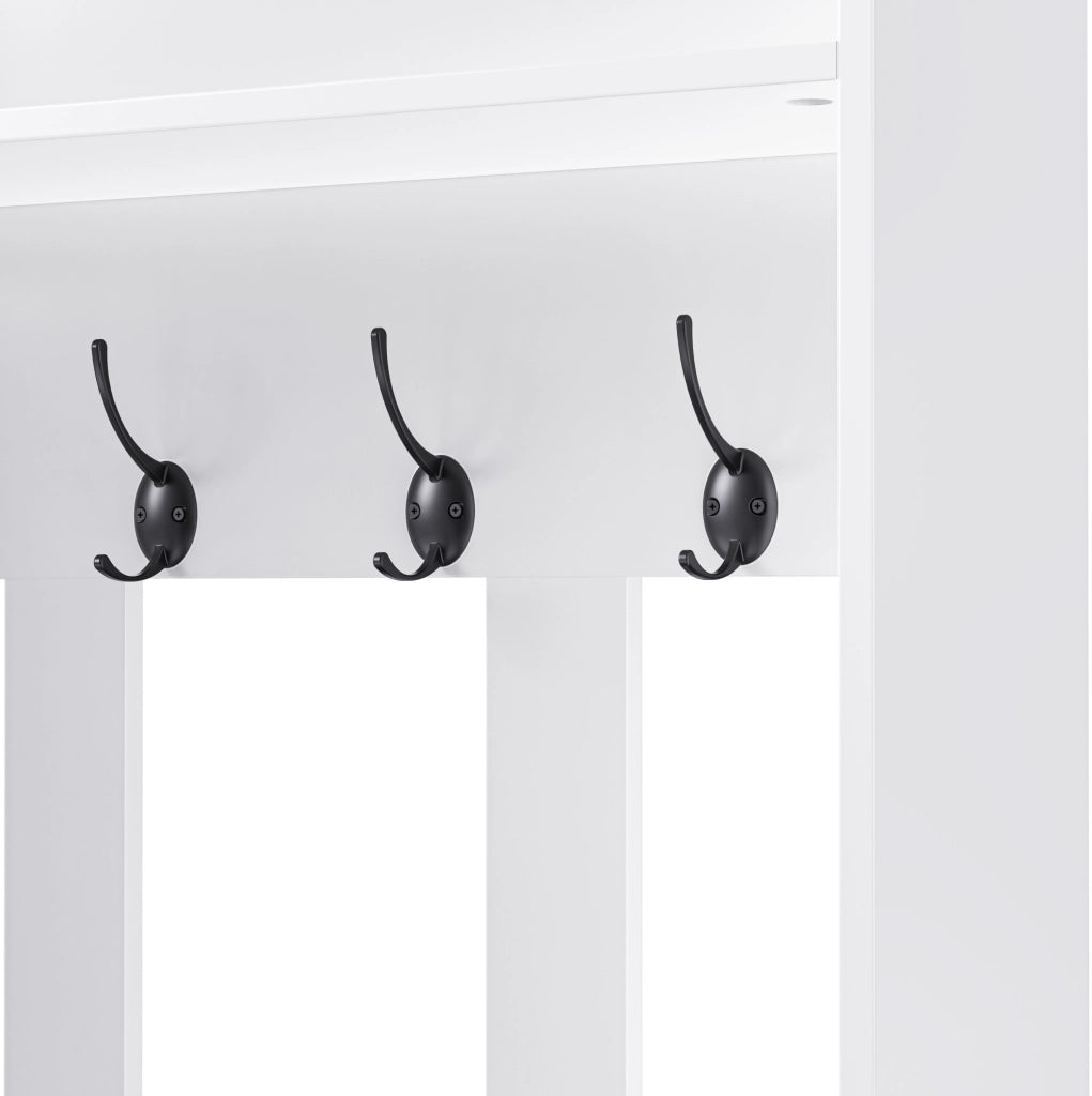 Guardaroba da ingresso multifunzione con panca e cassetti, bianco, MDF