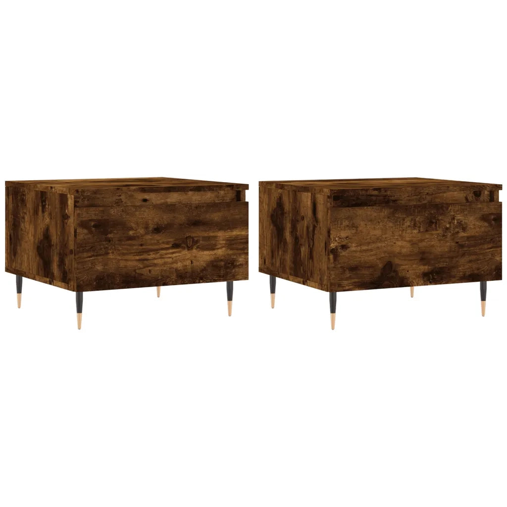 2 pz Tavolini salotto | Tavolino da caff¨¨ | Tavolino da Soggiorno Rovere Fumo 50x46x35 cm Legno Multistrato