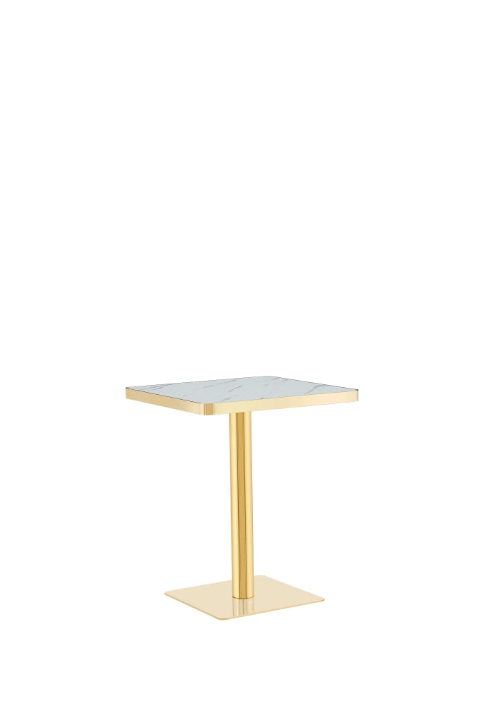 TAVOLO quadrato 60x60 cm effetto marmo bianco in MDF e metallo