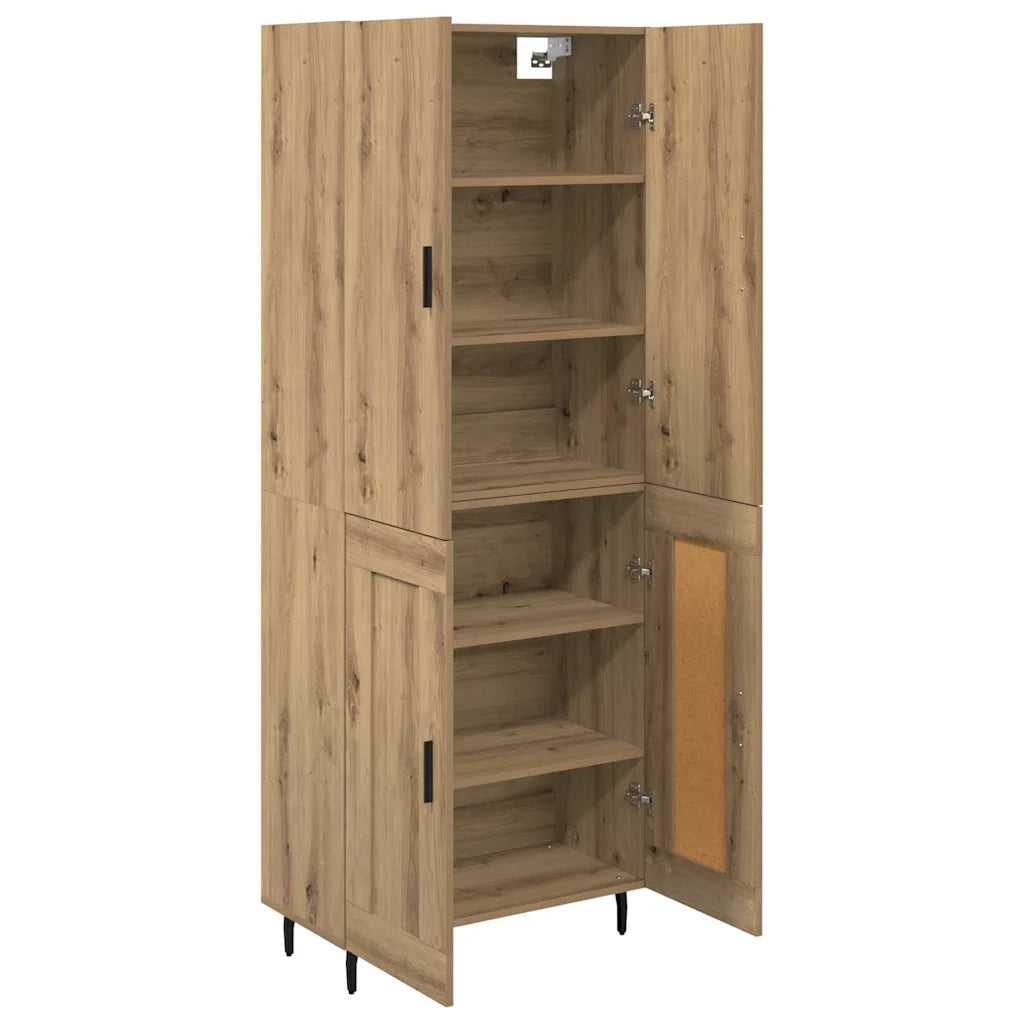 Credenza 2 pcs Rovere artigianale Legno Stratificato e Vetro 3415917