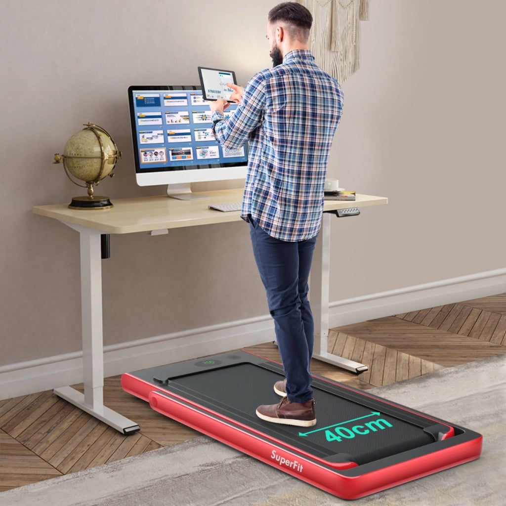 Tapis roulant pieghevole 2 in 1 con altoparlante Bluetooth telecomando, Tapis roulant elettrico portatile 560W Rosso-Tapis roulant