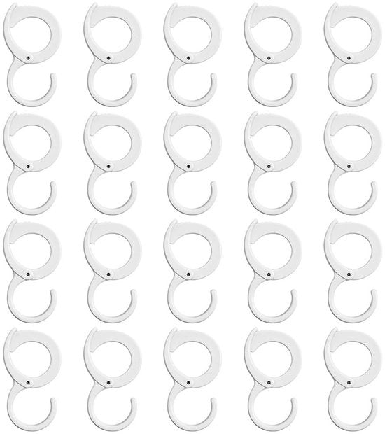 Set di 20 ganci a S di fissaggio automatico per appendiabiti, appendiporta e appendicucina - progettazione sicura - materiale duraturo