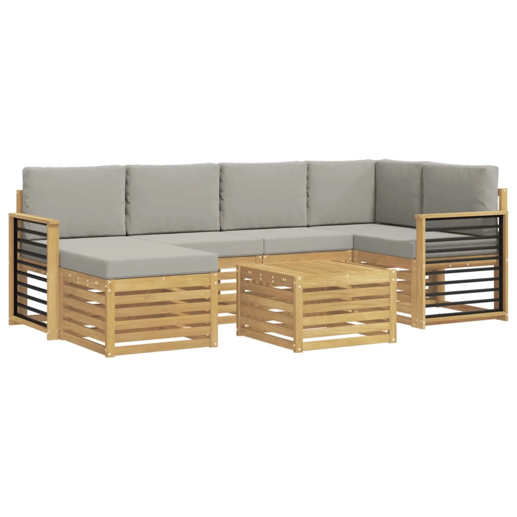 Set di divani da esterno 7 pcs Bianco e Grigio Chiaro