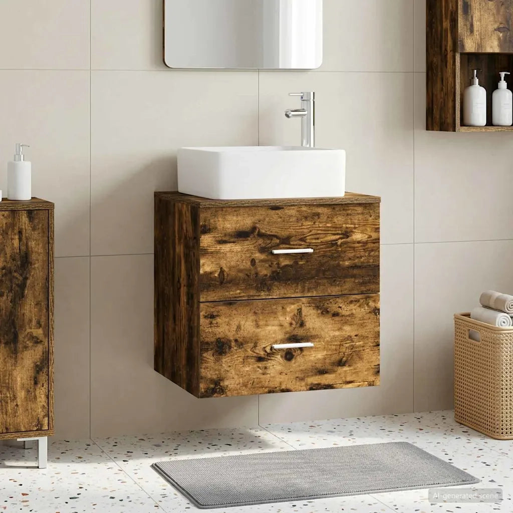 Mobile Lavabo da Parete Rovere Fumo 49,5 x 41 x 63 cm 890274