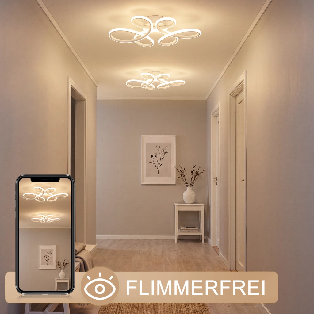 ZMH Lampada da Soffitto LED 24W 3000K Bianca Fiore Moderna in Metallo per Soggiorno Sala da Pranzo Camera Bambino