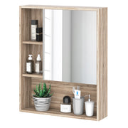 Armadietto Bagno a Specchio con Ripiani Regolabili ¨C Zephmum ¨C Rovere 60x15x76 cm