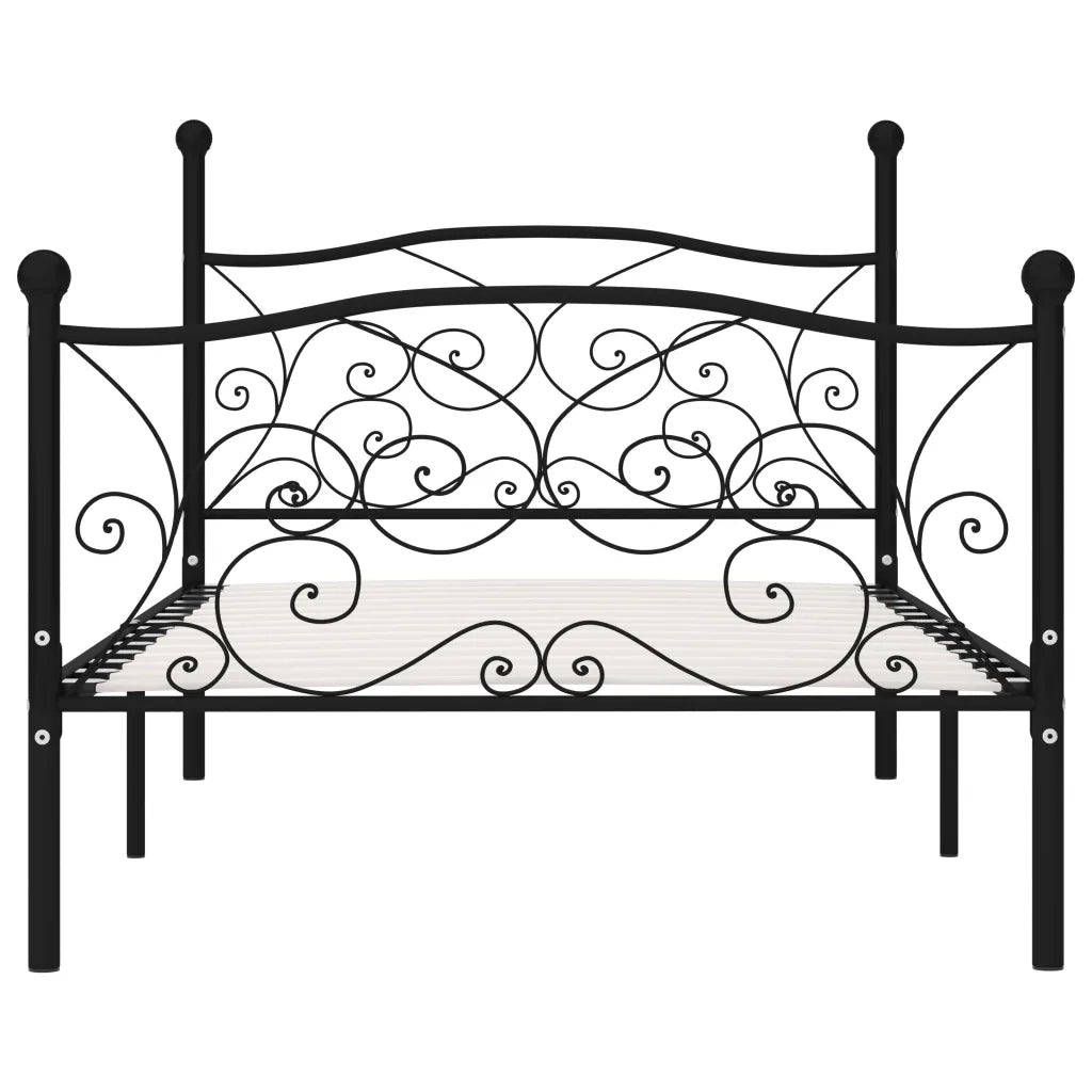 Giroletto con Doghe-Struttura Letto Nero in Metallo 90x200 cm