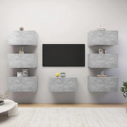 Mobili Porta TV 7 pz Grigio Cemento 30,5x30x60 cm Multistrato 3079163