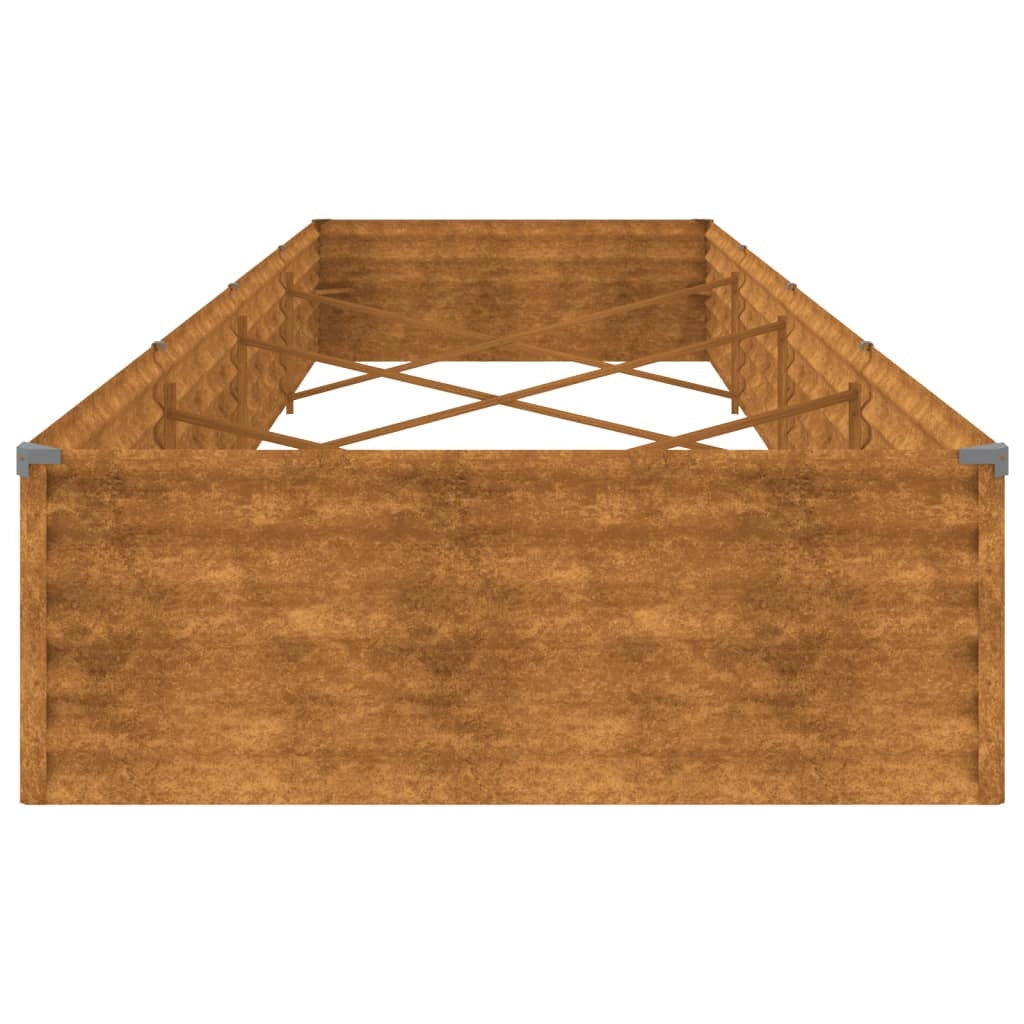 Fioriera rialzata per piante fiori patio giardino 387 x 100 x 36 cm acciaio corten marrone 02_0039444
