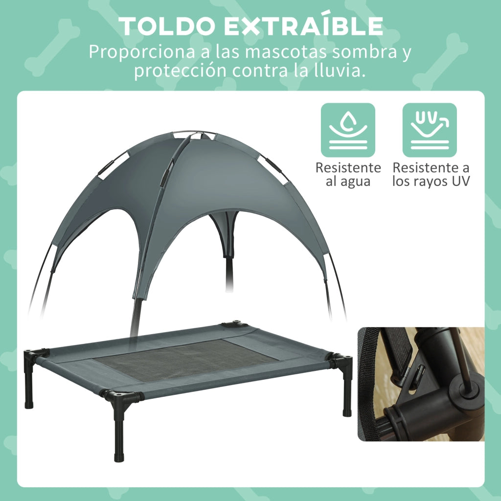Letto per Cani Portatile con Tenda ¨C zephmum ¨C Grigio 76x61x73 cm