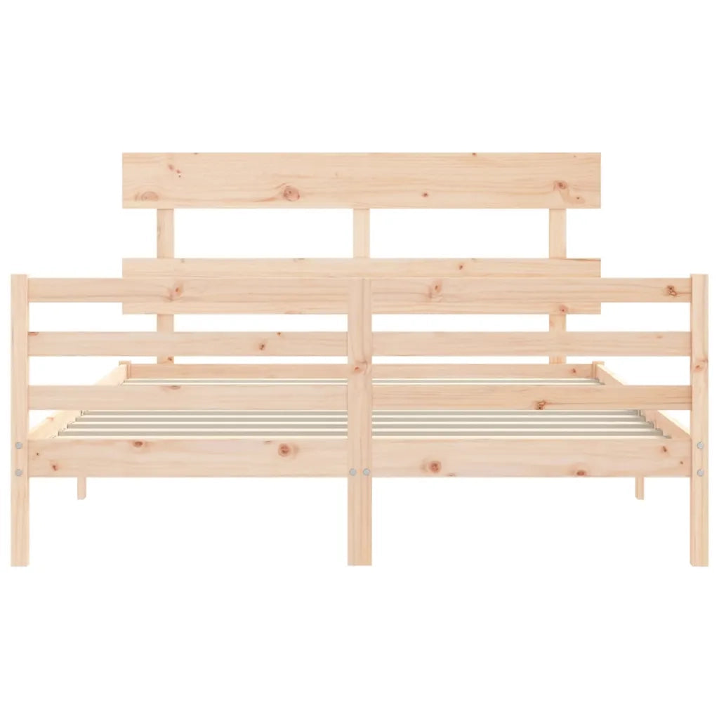 Giroletto con Testiera-Struttura Letto con testiera King Size in Legno Massello 825322
