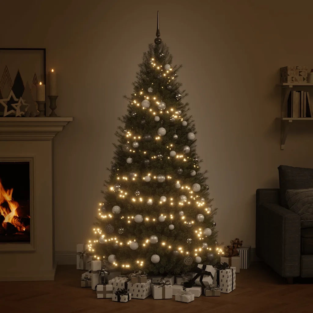 Set Natale con 60 Palline Punta e 150 Luci LED Bianco e Grigio 330099