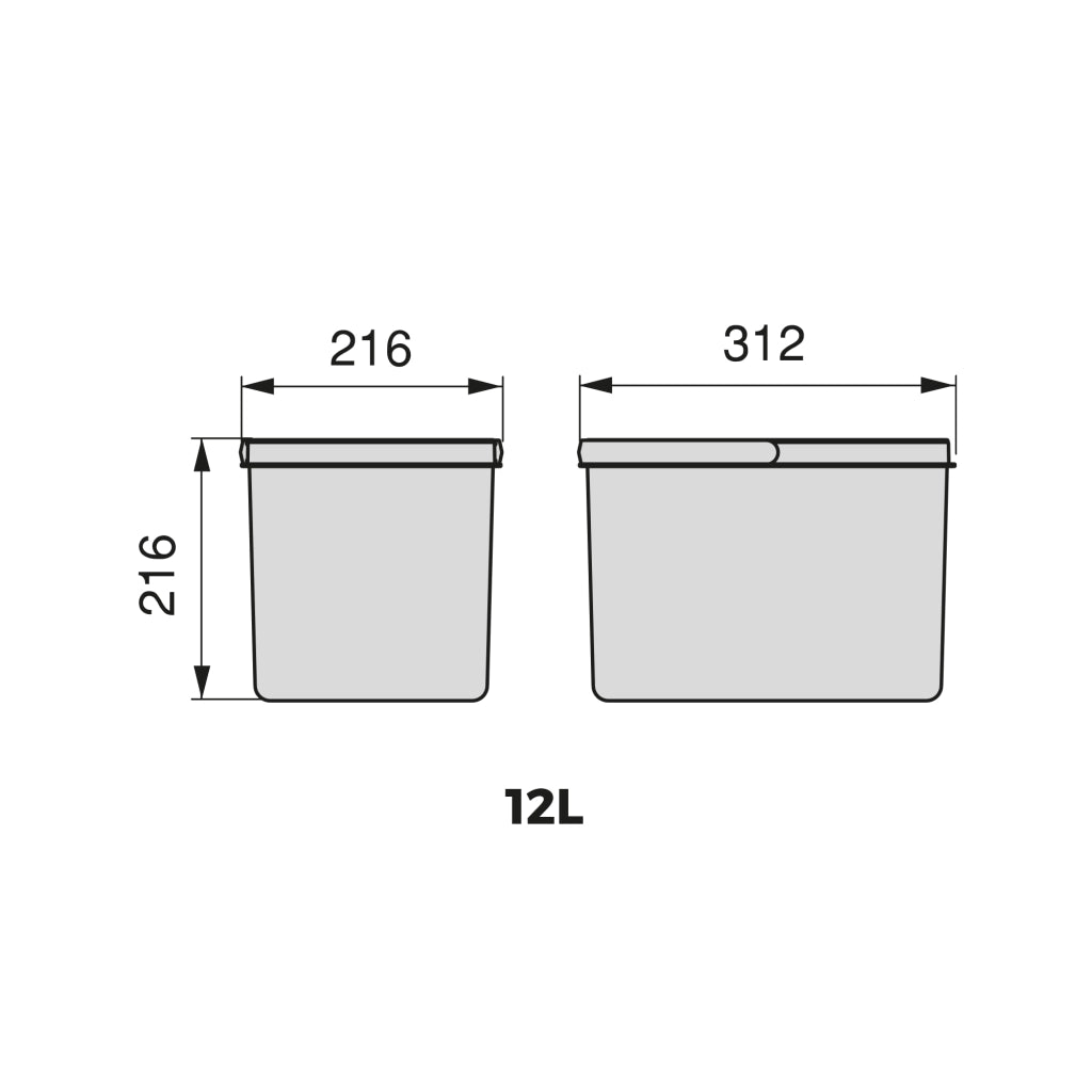 Emuca Contenitori per cassetti da cucina Recycle, Altezza 216, 2x12, Plastica grigio antracite, Tecnoplastica, 1 u.