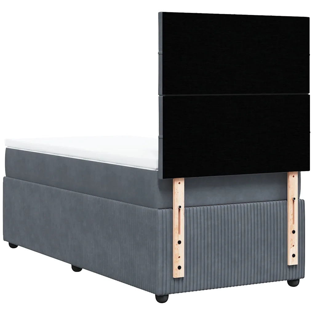 Giroletto a Molle con Materasso Grigio Scuro 90x200 cm Velluto