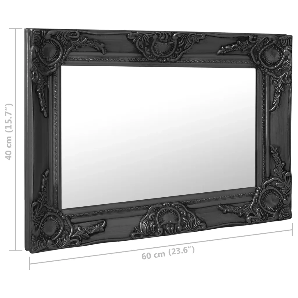 Specchio da Parete | Specchio decorativo Stile Barocco 60x40 cm Nero