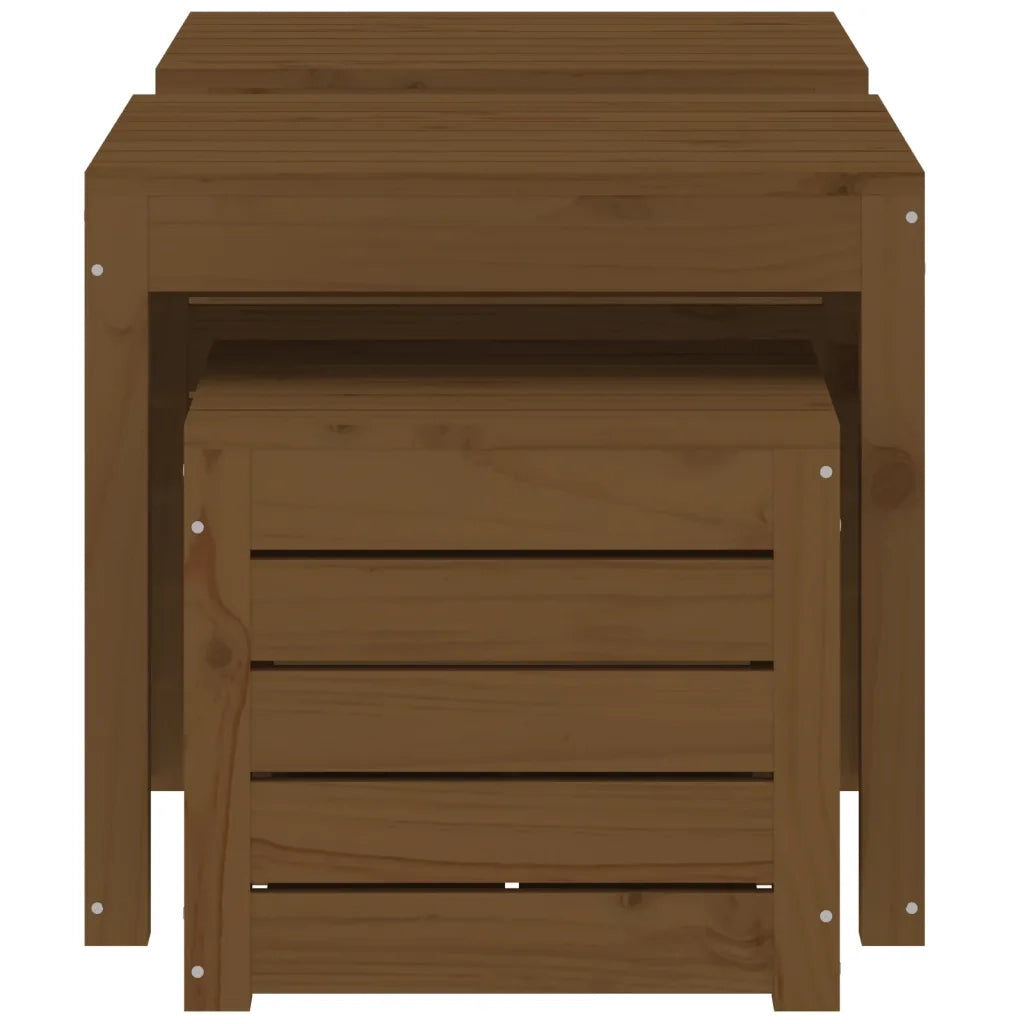 Set Cassette da Giardino 3 pz Ambra in Legno Massello di Pino 823958