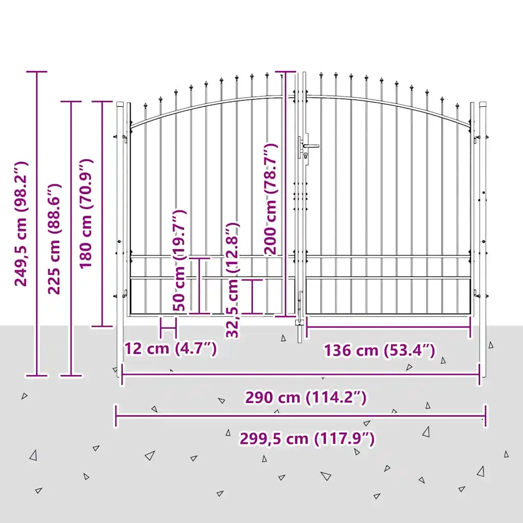 Cancello Doppio Woerden Grigio 299,5 x 249,5 cm Acciaio 42008849