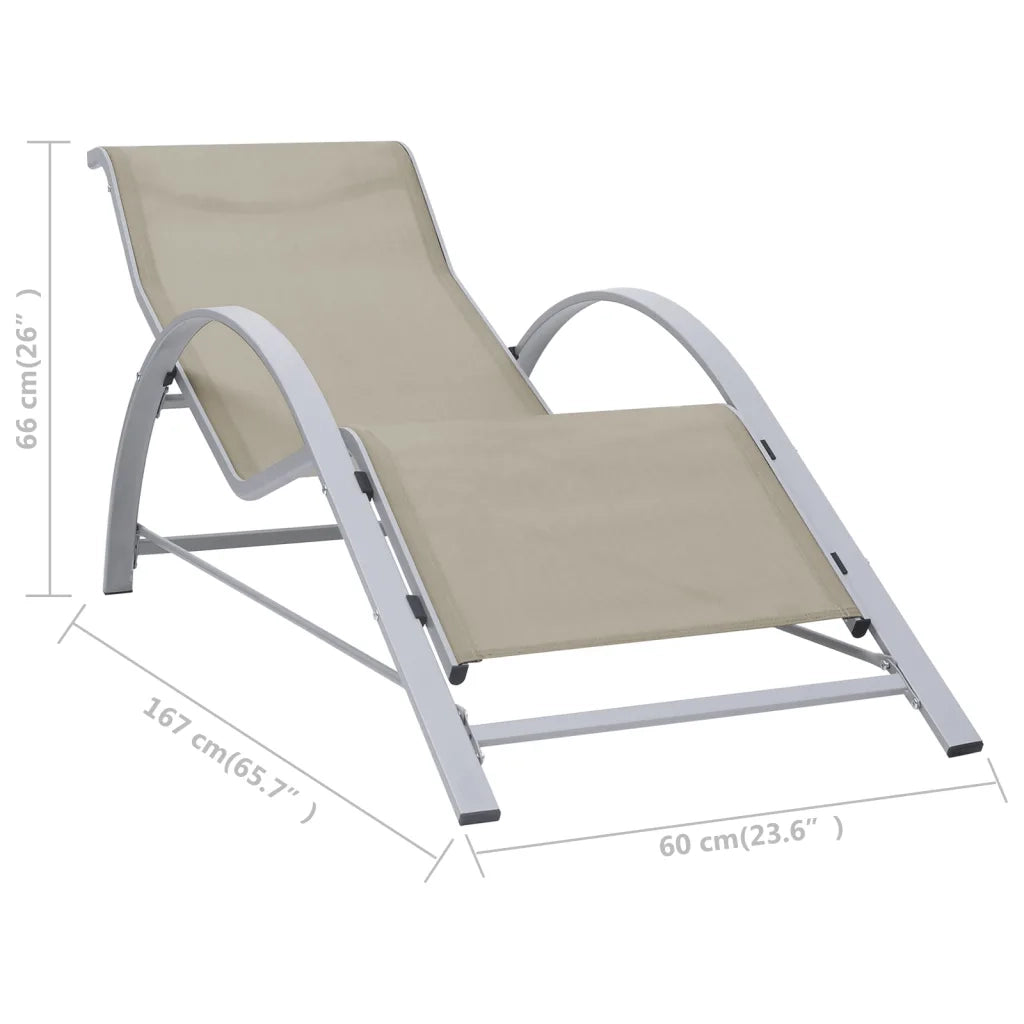 Lettino Prendisole in Textilene e Alluminio Crema 310535