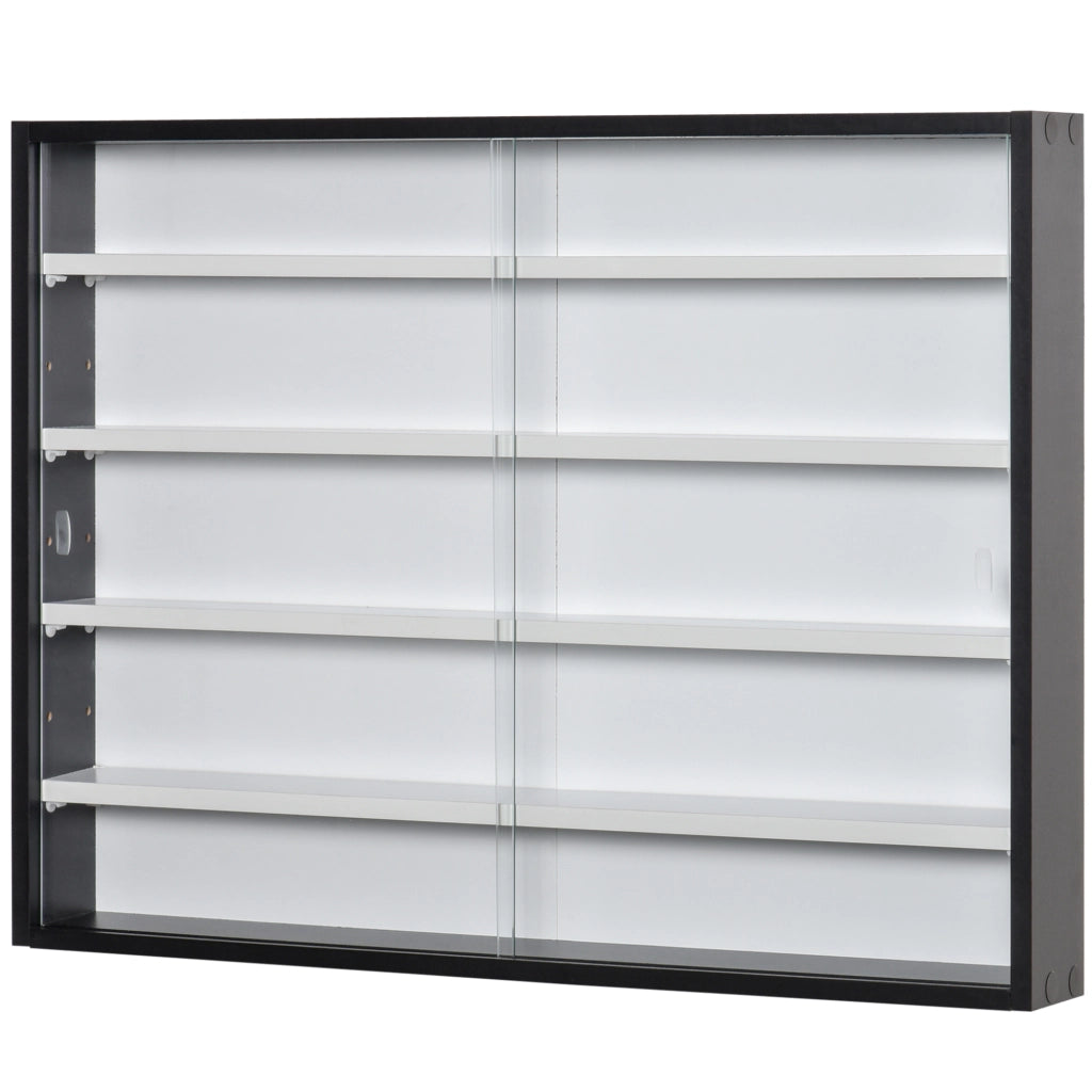 Libreria a Parete con Ripiani Regolabili in Vetro e Legno ¨C zephmum ¨C Nero e Bianco 80x9.5x60 cm