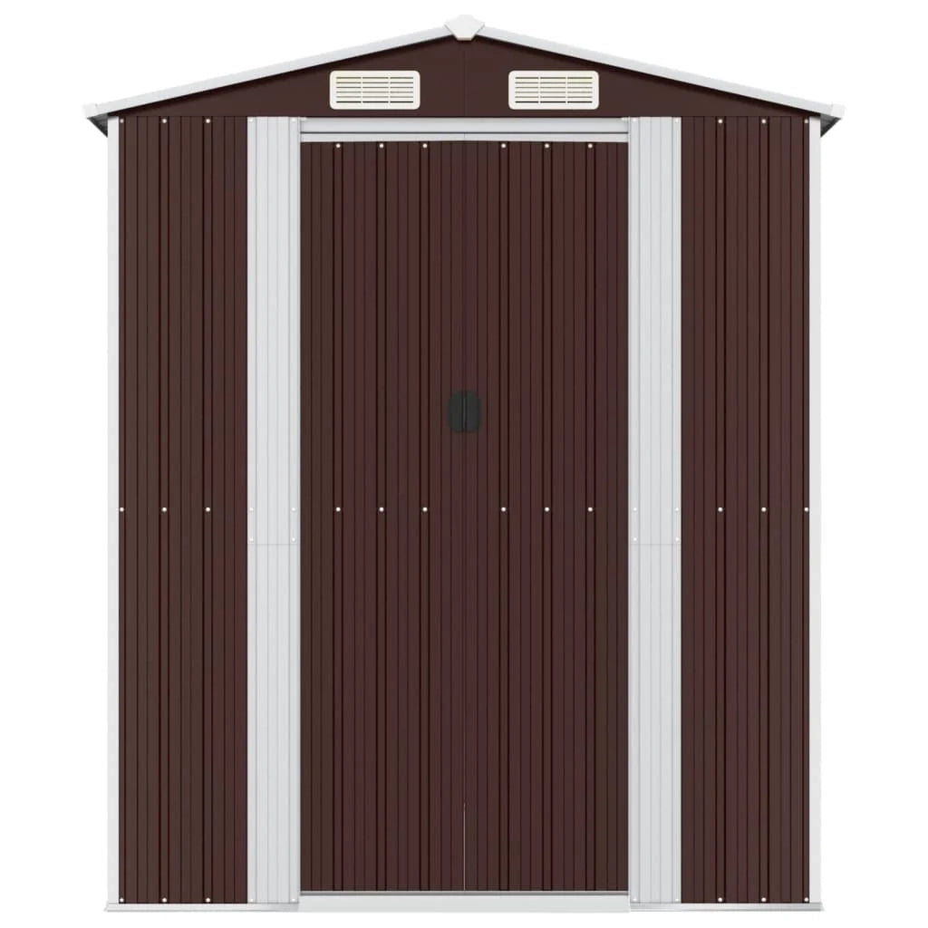 Casetta da giardino cabina ripostiglio capanno da esterno capanno per attrezzi robusta scura 192 x 191 x 223 cm acciaio zincato marrone 02_0022317