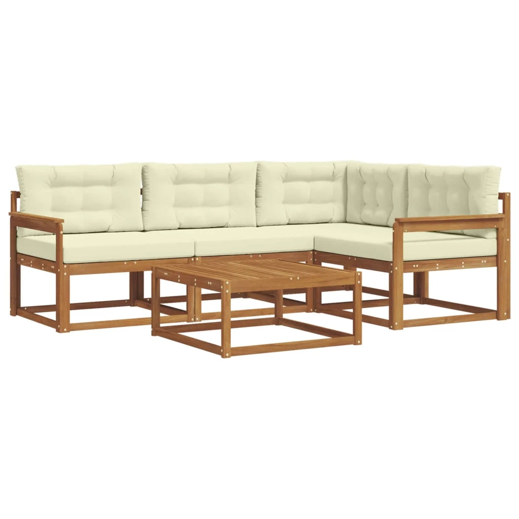Set di divani da esterno con cuscino 5 pcs Naturale e Crema