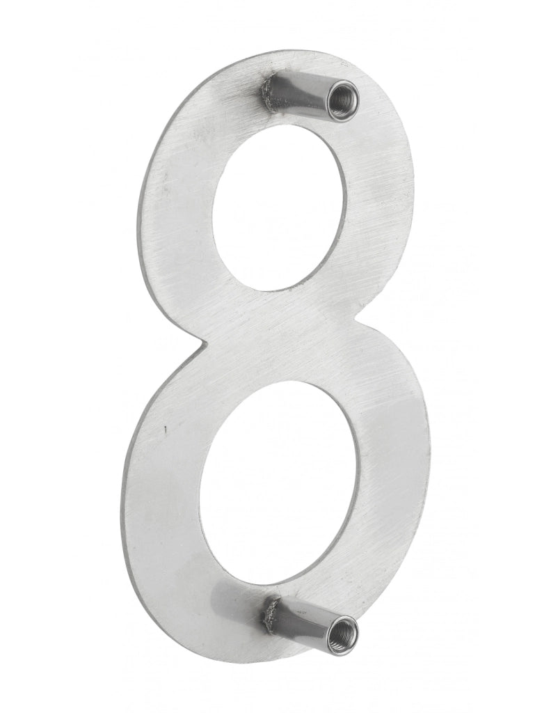 Numero civico 8 in acciaio inox 304, altezza 100 mm, con distanziatori – THIRARD
