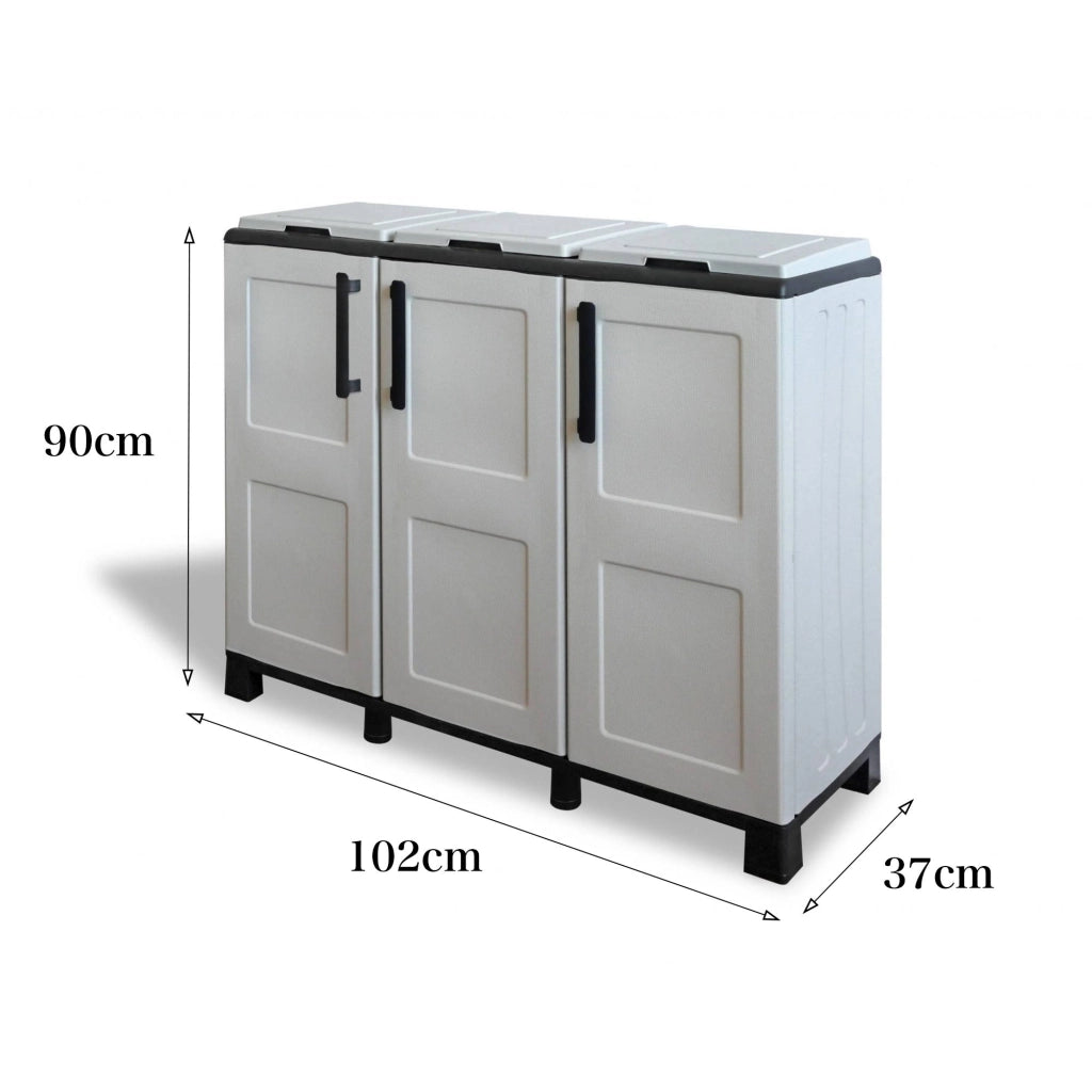 Contenitore per Rifiuti Anthea, Pattumiera Capacità 330 (110 per Sacco) Made in Italy, 102x37x90h cm Grigio Chiaro