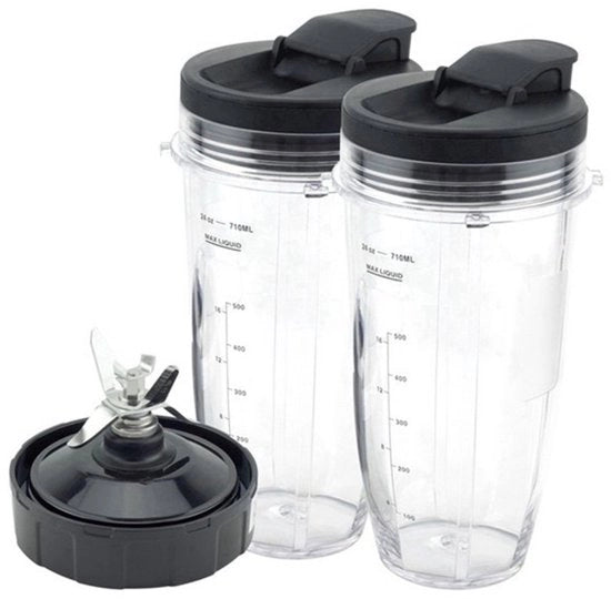 Accessori di ricambio per frullatore - Bicchiere da 710 ml - Adatto per frullatore da 1500W (2 bicchieri, 2 coperchi, 1 base)