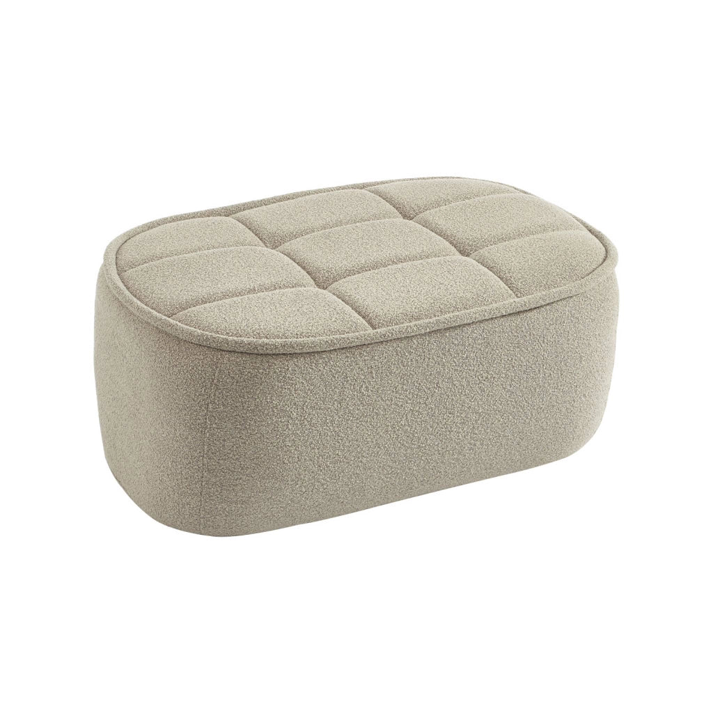 Poggiapiedi per poltrona boni in bouclé testurizzato, beige
