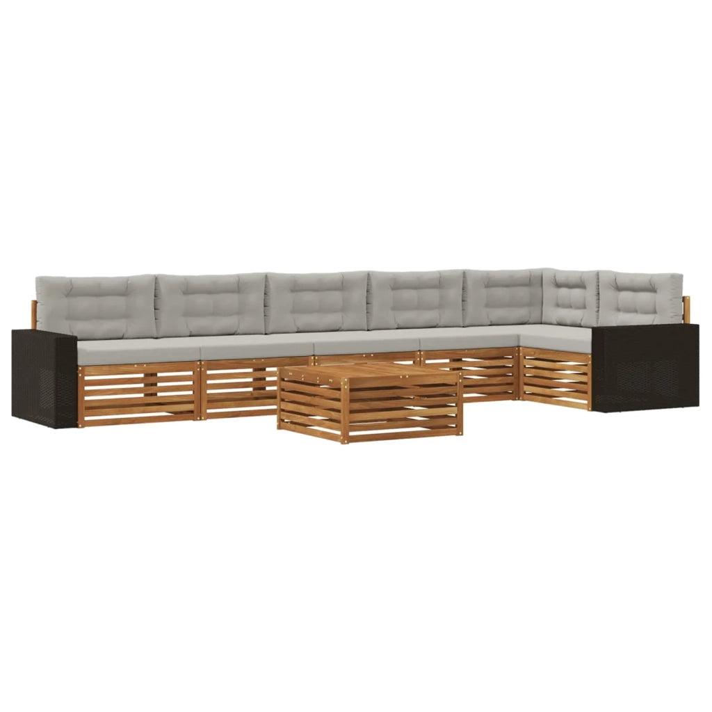 Set di divani da esterno 7 pz Naturale e Grigio Chiaro 3383454