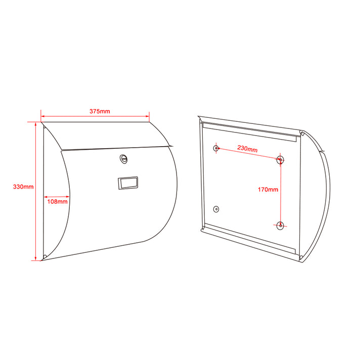 Cassetta postale singola V17, antracite in acciaio zincato verniciato a polvere