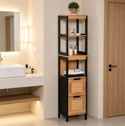 Colonna bagno in bambù e MDF 30x30x144,3 cm